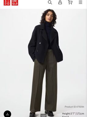 Uniqlo Olive Green Brushed Jersey Wide Pant